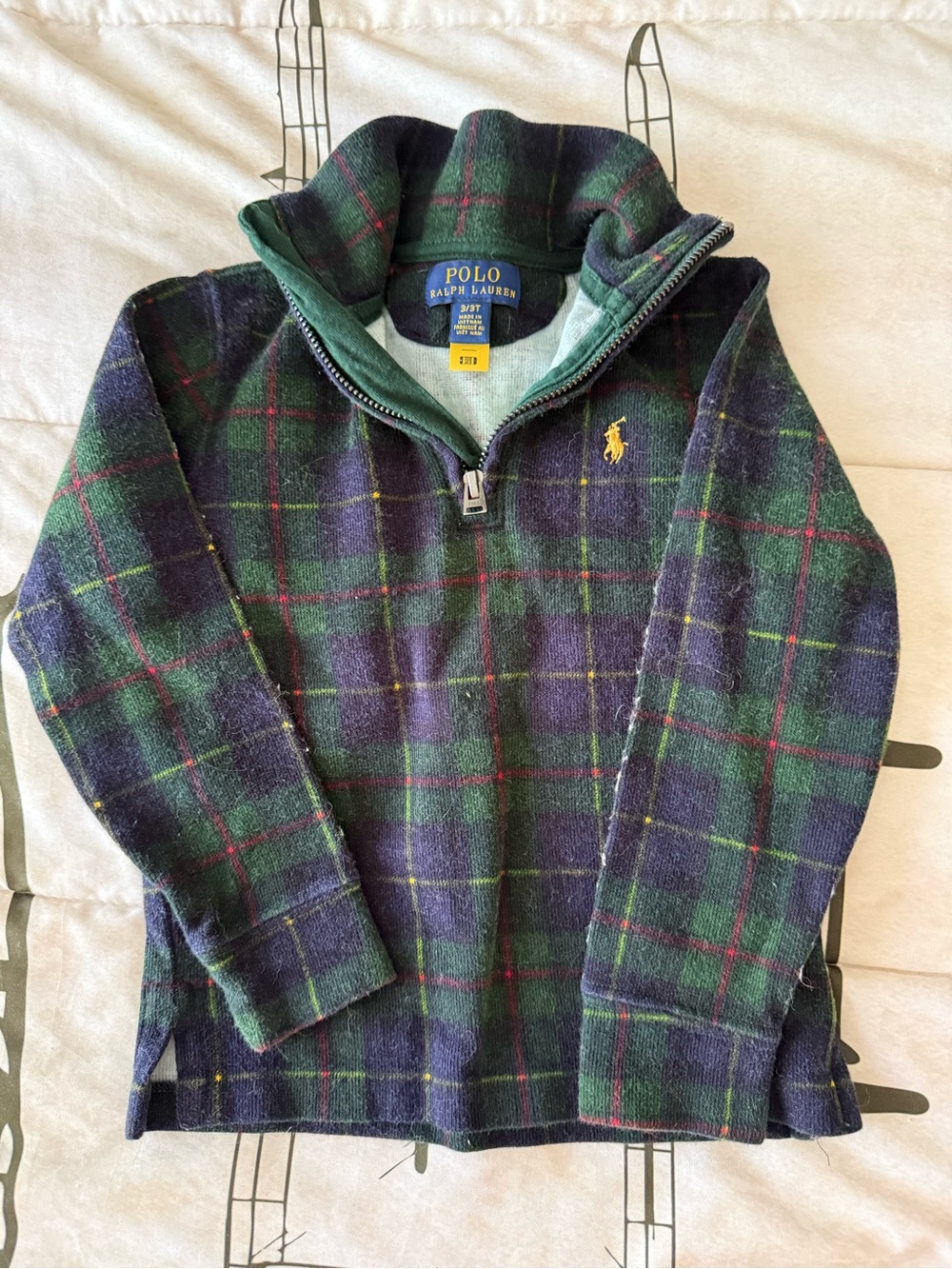 Polo by Ralph Lauren Green & Navy Plaid Quarter-Zip Pullover